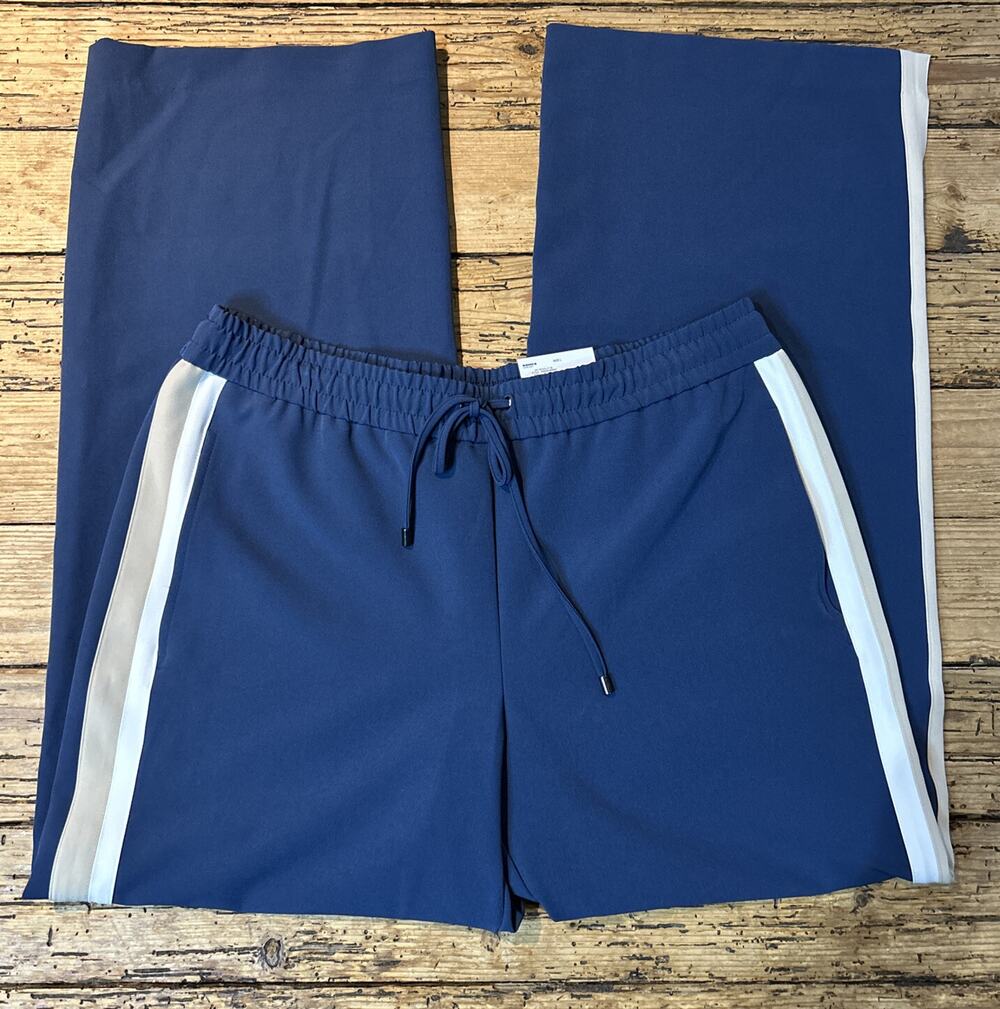 Nine West Men’s Size L Blue/Ivory Pull On Wide Leg Activewear Pants NWT